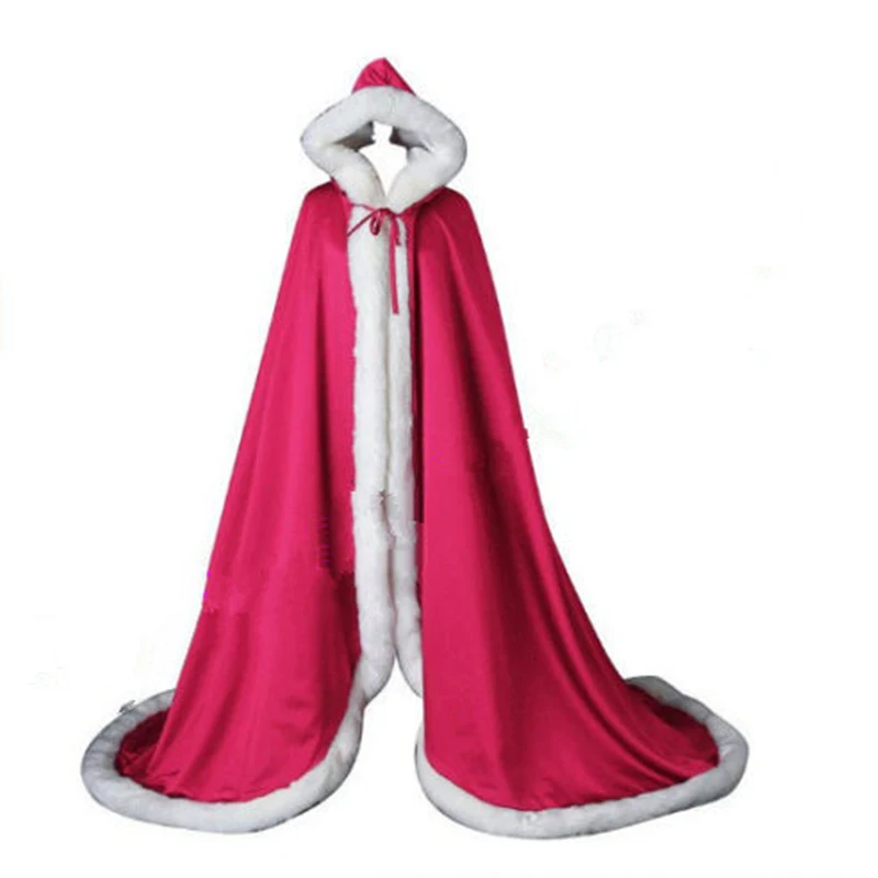 Plum red Зимняя Длинная свадебная накидка, свадебная накидка, плащ с капюшоном, Длинная накидка, накидка, романтическая свадебная шаль, куртка, атласная шаль, плащ - Color: Plum red