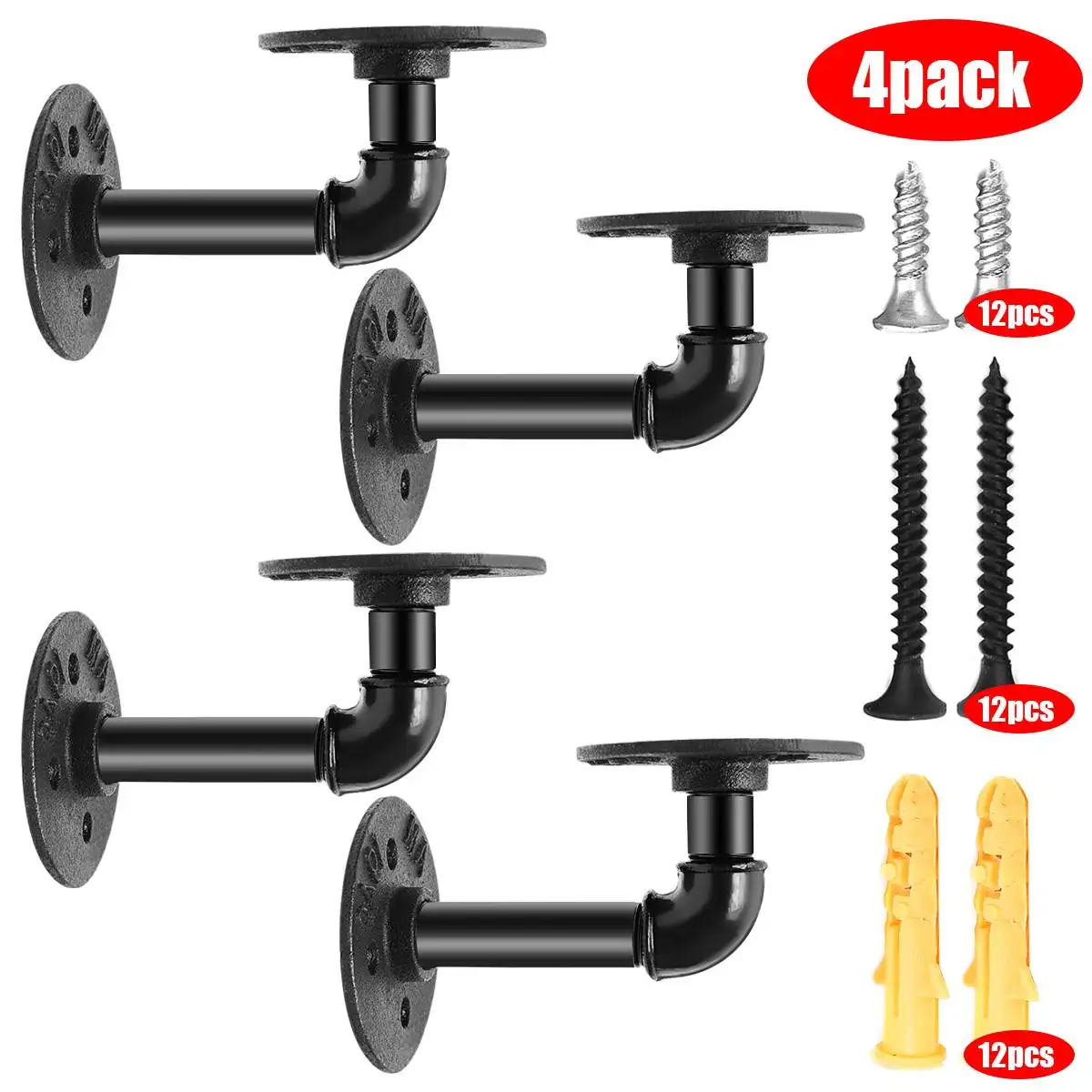 Shelving Heavy Duty Industrial Iron Strong Shelf Brackets Elbow Style Pipe Shelf Brackets
