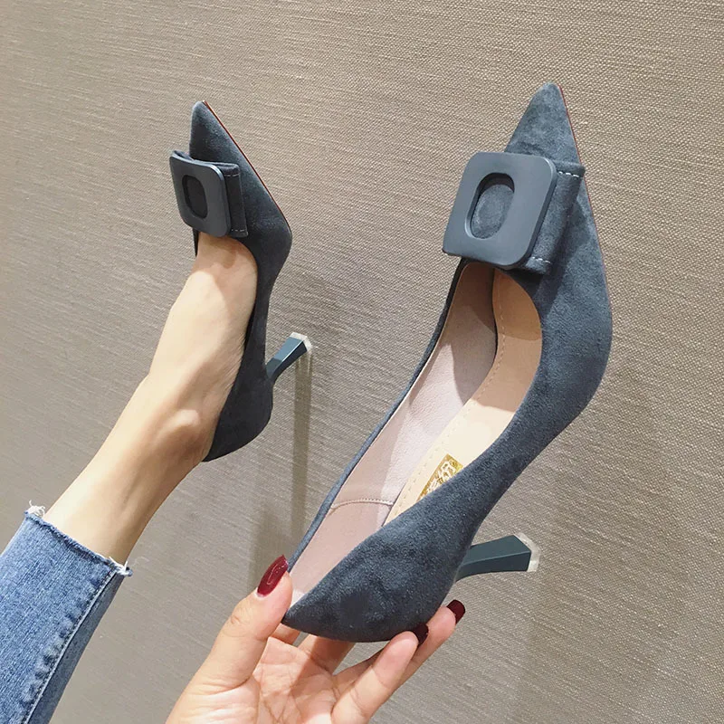 

Slip Om Women Shoes 2019 Spring Pumps High Heels Pointed Toe Sweet Lace-up Sandals Ladies Latest Shallow Mouth All-Match Work