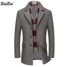 BOLUBAO мужское зимнее шерстяное пальто мужской шарф простой отложной воротник толстое бушлат мужской Тренч Пальто Повседневное пальто