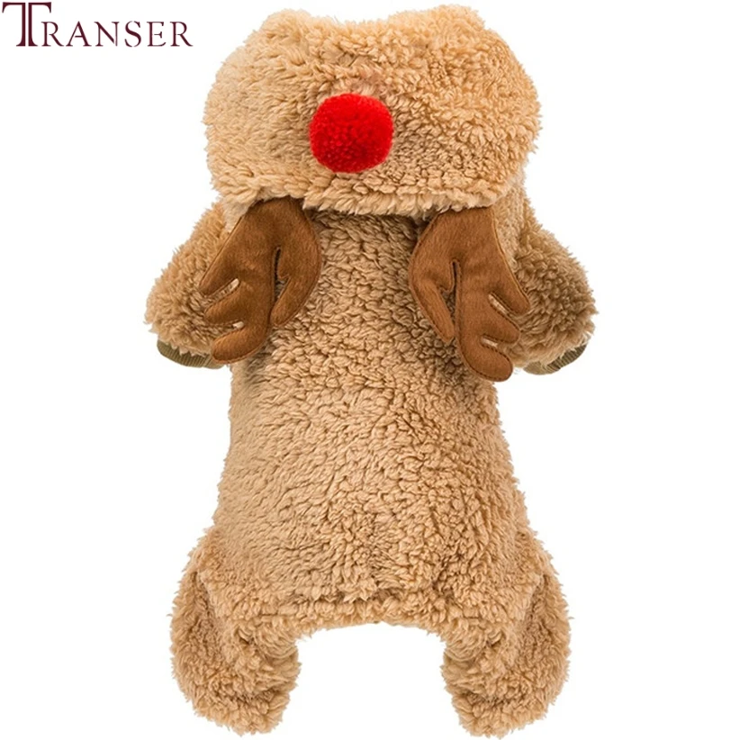 

Transer Cute Elk Dog Costume Winter Warm Pet Clothes Reindeer Transform Puppy Outwear Dog Jumpsuit Small Dog Coat 9828