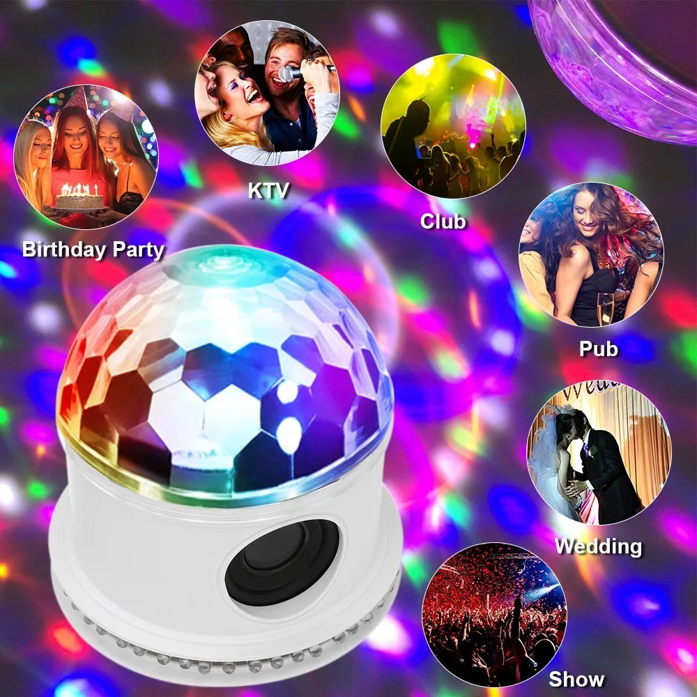 Мини Bluetooth динамик RGB сценический светильник Звук Активированный автоматический вращающийся магический диско-шар DJ светильник светодиодный сценический светильник ing шесть режимов