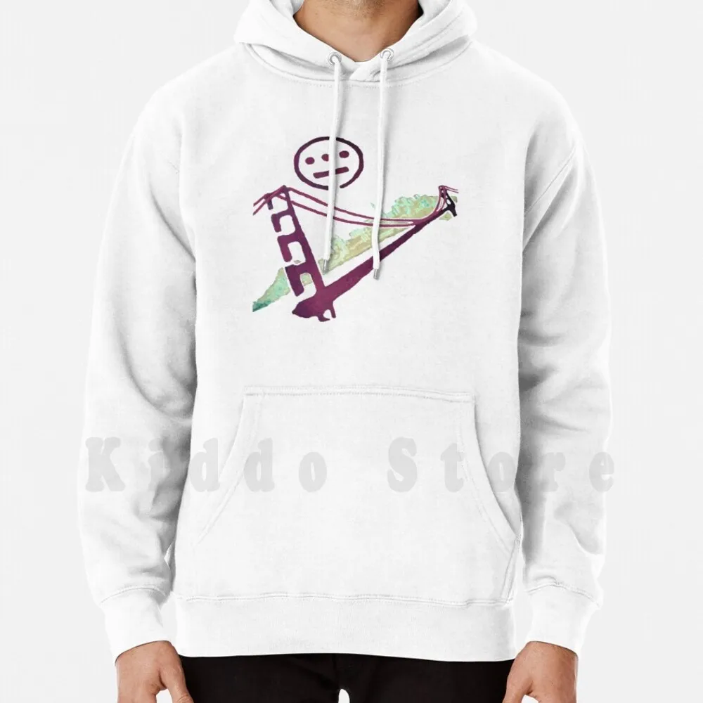 Stencil Golden Gate San Francisco Contorno Felpa Con Cappuccio Manica Lunga Geroglifici Sf 49Ers Bay Bay Area Golden Golden