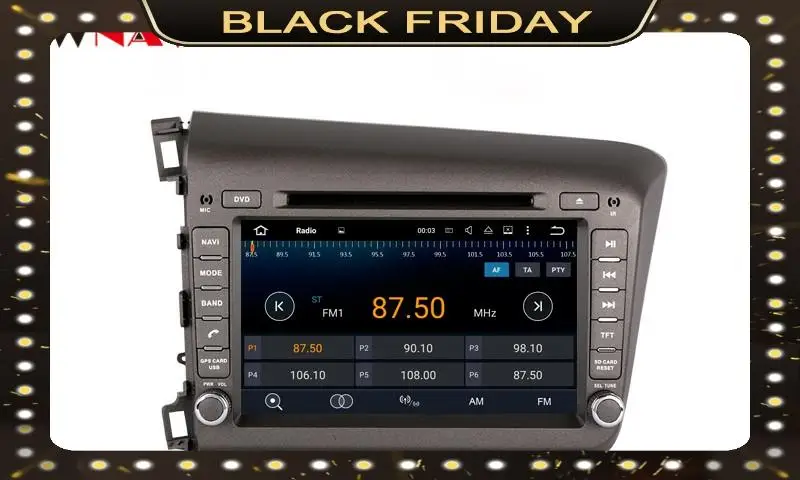 

PX6 4G+64G Android 10.0 Car DVD Stereo Multimedia For Honda Civic 2013-2015 Radio GPS Navi Audio Video stereo head unit free map