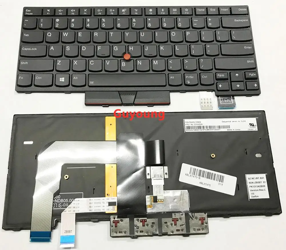US клавиатура для ноутбука Lenovo ThinkPad A475 A485 T470 T480 PN внутренней катушкой 01HX339 01HX379 01HX299