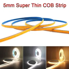 

5mm Super Thin COB Strip 384LEDs/m Soft Flexible DC12V 24V LED Light Bar Warm Cold White for Decor Lighting 3000K 4000K 6000K