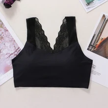 Сексуальный Кружевной укороченный Топ для женщин, Модный цветочный кружевной бюстгальтер с мягкими чашечками, майка-топ с v-образным вырезом, нижнее белье
