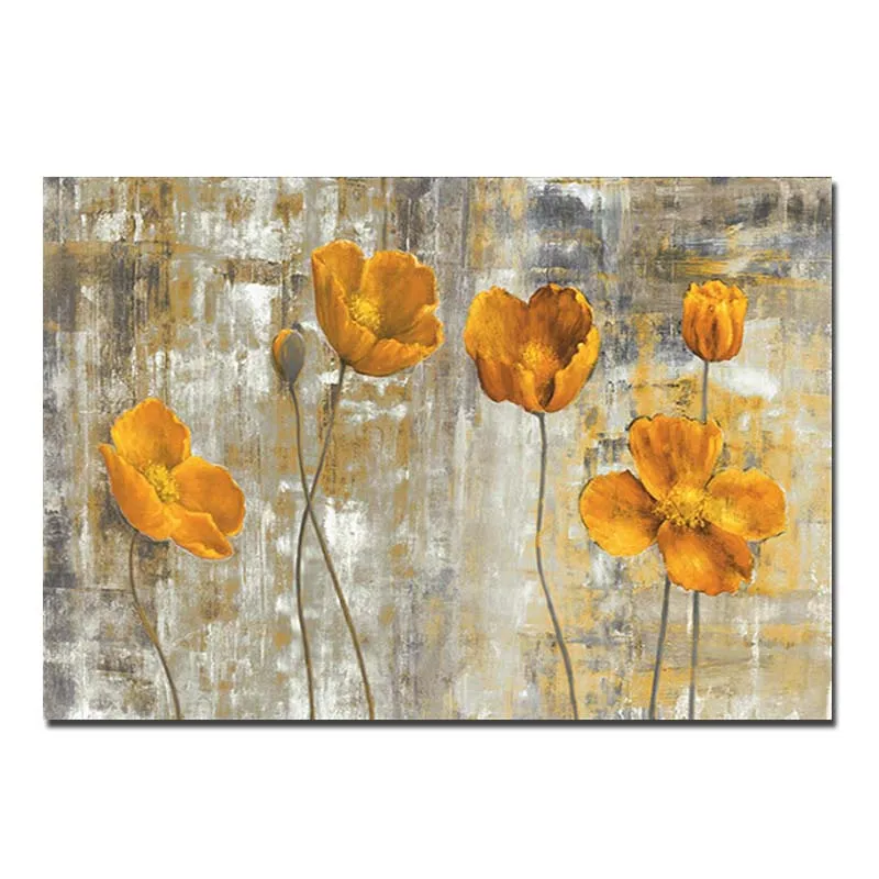 

Modern Hand Painted Abstract Yellow Flower Canvas Oil Painting Living Room Home Wall Abstract Art Picture Decor Drop Shipping