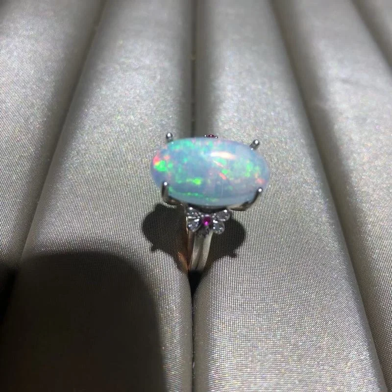 

YULEM Jewelry 10mm*15mm Big Size Natural Opal Ring for Party 925 Silver Opal Silver Ring Fashion Opal Jewelry Gift