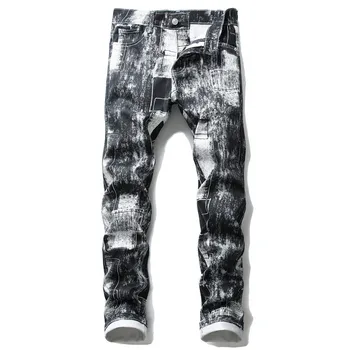 

Denim Ripped Hole MOTO BIKE Straight Jeans Men'S OverSize 38 40 42 2020 Autumn Spring HIP HOP Punk Rock Streetwear Trouers