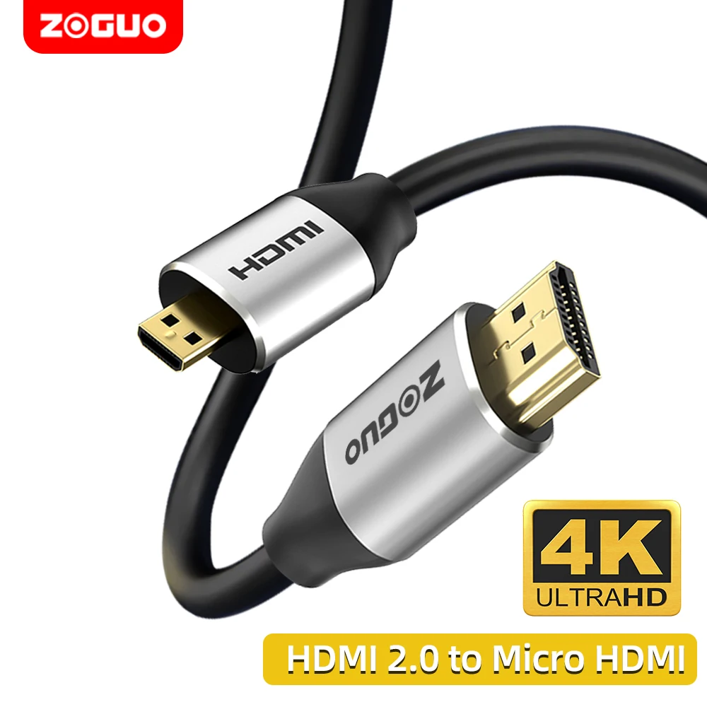 High Speed Micro Hdmi To Hdmi 2.0 Cable 4k 3d 1080p For Tablet