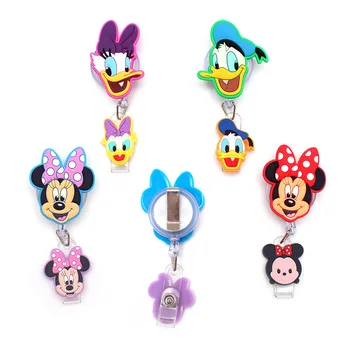 

The New Two Face Cartoon Pink Duck Retractable Creative Card Holder Badge Reel Nurse Exhibition Enfermera Girl Name Card Chest