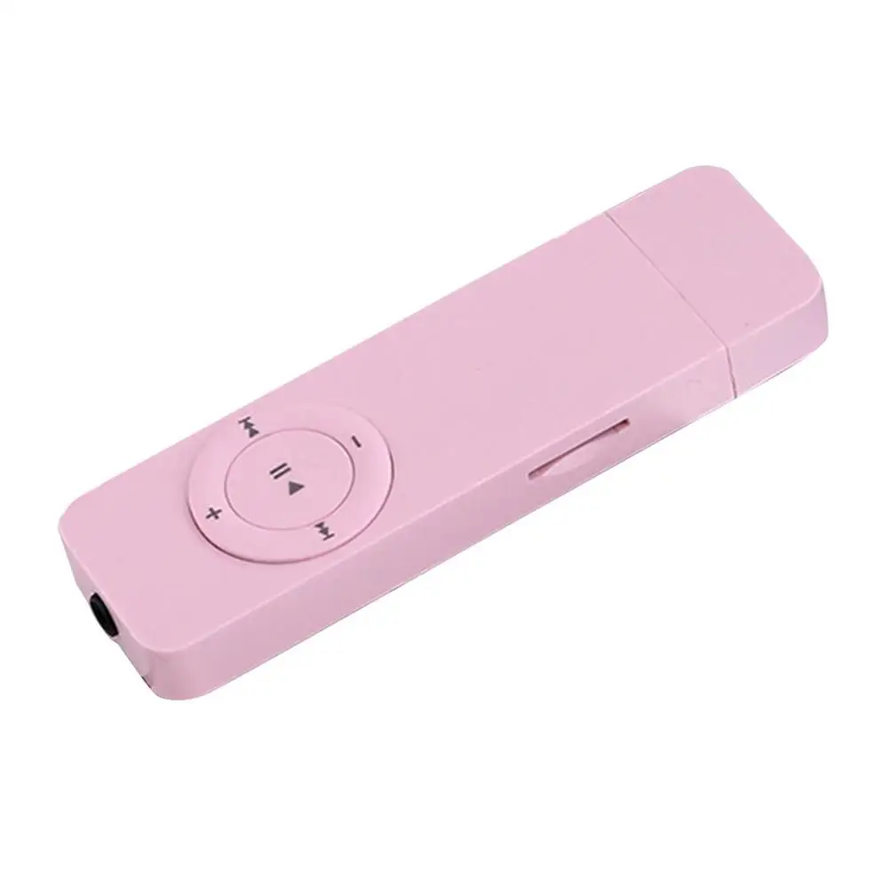 Розовый Тонкий легкий портативный USB Спорт U диск мини Mp3 музыкальный плеер Поддержка 32 Гб TF карта Лучший подарок - Цвет: Розовый