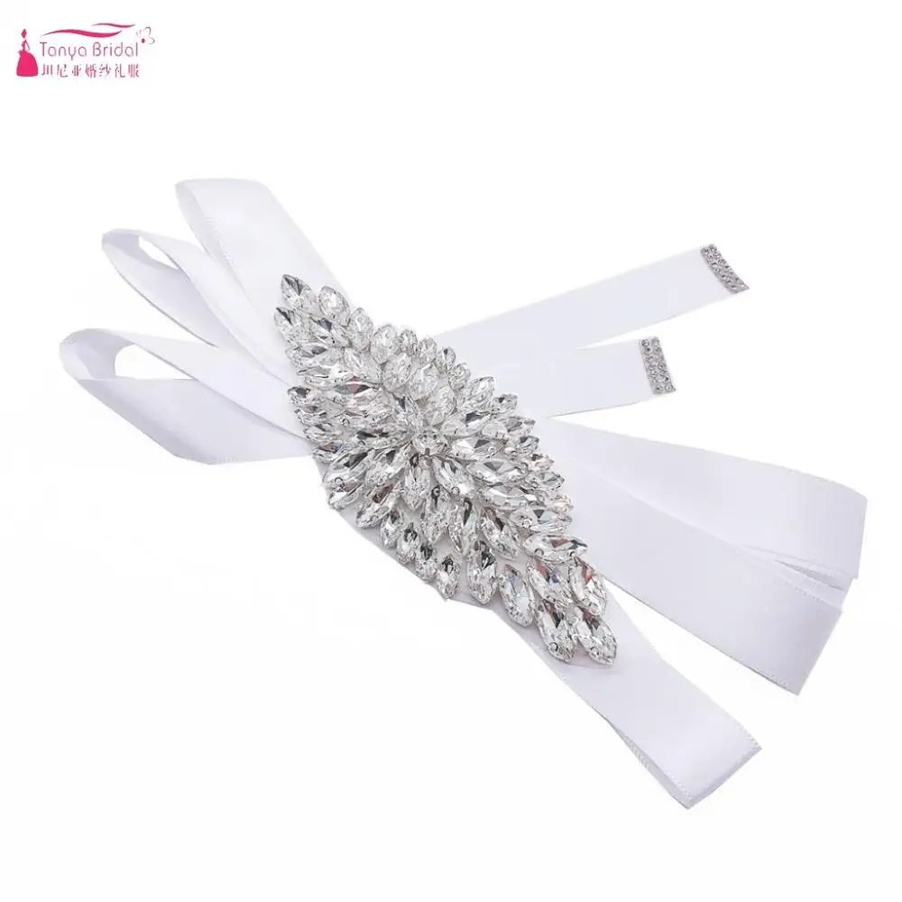 New Style white/Ivory Crystal Wedding Belts 240cm sash Bride Belt In stock Length 13cm*5.5cm Long Bridal DQG986 | Свадьбы и