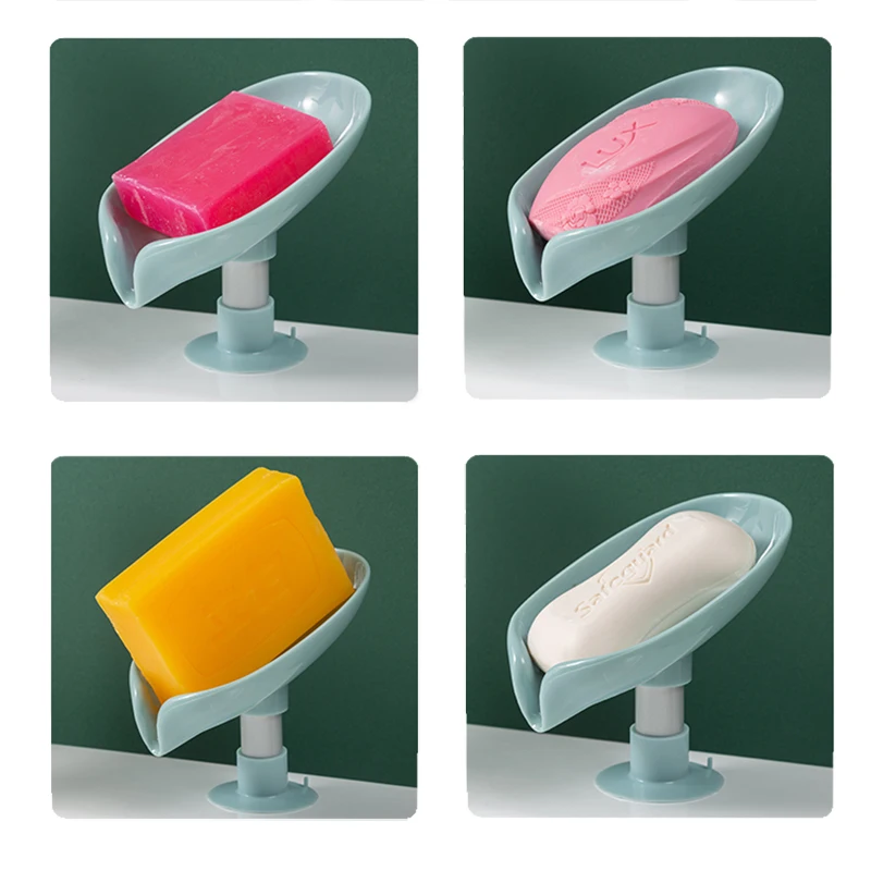 Leaf Shape Soap Box Drain Soap Holder Bathroom Shower Soap Holder Portable Plastic Sponge Tray Kitchen Bathroom accessories