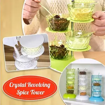 

4 Layers 360 Degree Vertical Rotate Seasoning Box Transparent Spices Storage Boxs Condiment Bottle Can