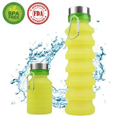 Lemon green 550 мл креативная телескопическая портативная водная напольная чашка Спортивная силиконовая складная бутылка для воды - Цвет: Lemon green
