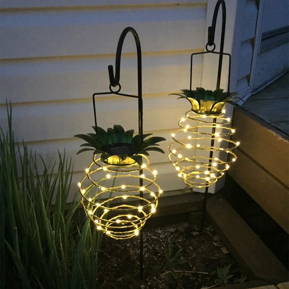 24/26LED Solar Pineapple Hanging Fairy Lights Lantern Outdoor Garden Decor Patio 