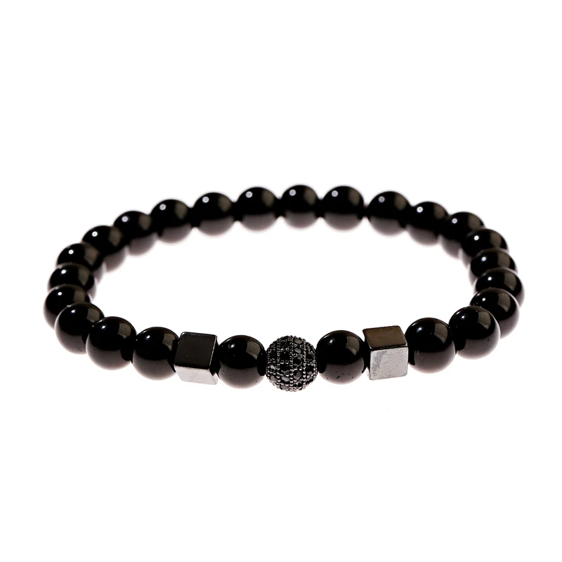 New Luxury Pave Zircon Hematite Bracelet Charm Men Handmade Black Lava Adjustable Bracelets For Women Pulseras Dropshipping