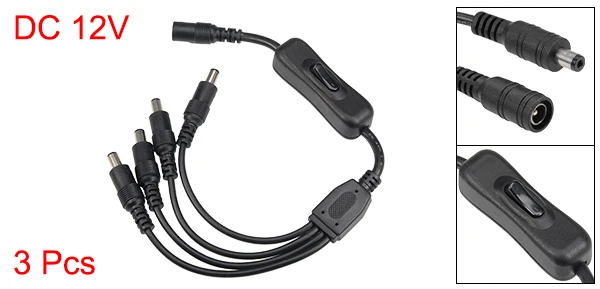 4 Ports (3 Pack) Uxcell 1/2/3 шт. встроенные перекидной переключатель вкл выкл отклонения в размерах на 1-2/3/4/5 Порты DC 12V с 5,5x2,1 мм DC разъем для мужчин и женщин Мощность кабель - Цвет: 4 Ports (3 Pack)