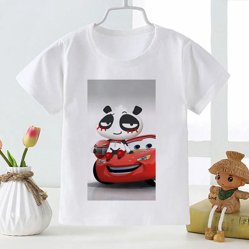 

24M-9T Summer New Tshirt Boy Fashion Clothes Panda Kids Tshirt Harajuku Girls Tshirt Short Sleeve Round Neck White Children Tops