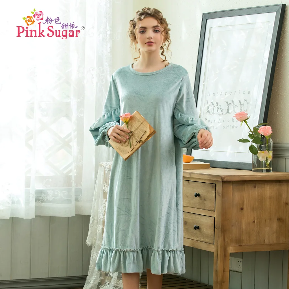 

New Products Island Velvet Palace Nightgown Women's Lantern Long Sleeve Cute Autumn And Winter Japanese-style Pajamas Women's St