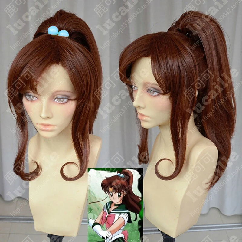 Sailor Moon Jupiter Kino Makoto короткий коричневый конский хвост термостойкий косплей костюм