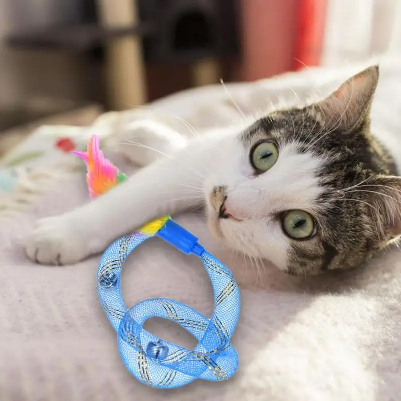 Забавный питомец кошка Гибкая Весенняя игрушка кошки котенок интерактивные игрушки с пером