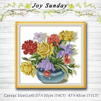 

Colorful flowers vase oil Decor Patterns Counted Cross Stitch DMC 11CT 14CT Cross Stitch Set Embroidery Home Decor Needlework