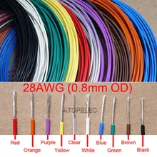28AWG 0,8 мм OD посеребренный FEP провод высокой чистоты OFC медный кабель HiFi аудио DIY черный/красный/желтый/зеленый/синий/белый/прозрачный