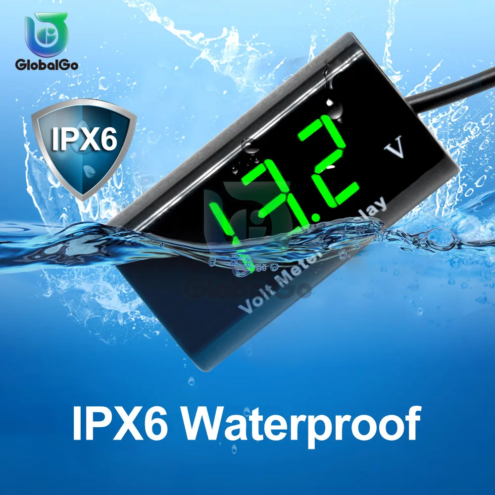 

0.56'' LED Voltmeter IPX6 Waterproof Voltmeter Car Motorcycle Bicycle Bike Cycle Voltage Panel Meter Tester Tool DC 3-18V 12V