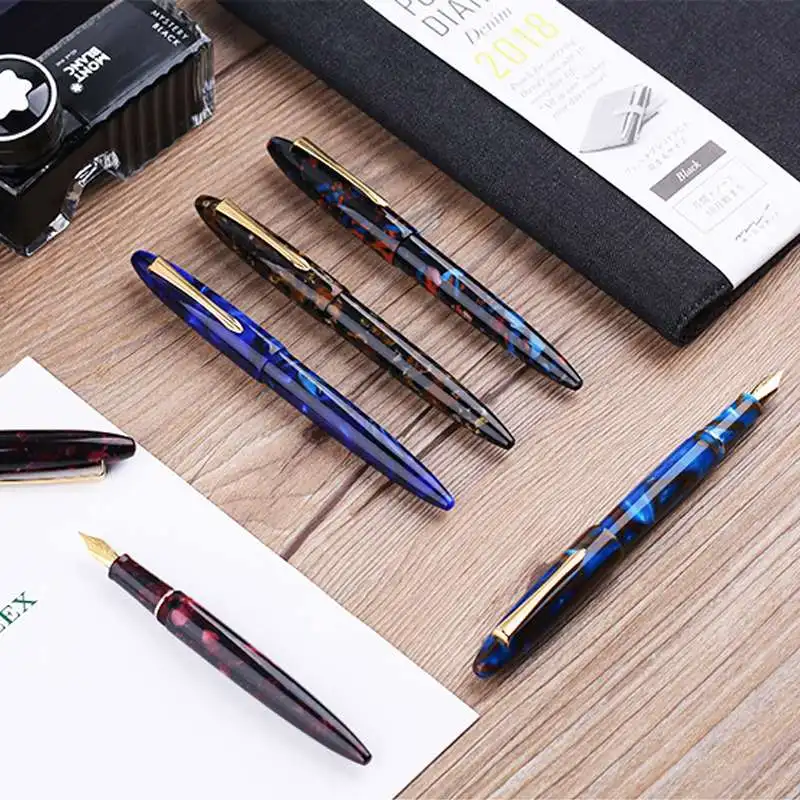 

Moonman M100 Acrylic Resin Fountain Pen Schmidt Converter and Fine Nib 0.5mm Ink Pen Gold Trim Writing Gift Pen Box Gift
