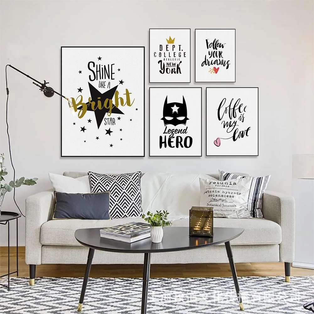 

Mild Art English Phrases Small Pattern Black And White Simple Living Room Restaurant Decorational Picture Agent a Generation of