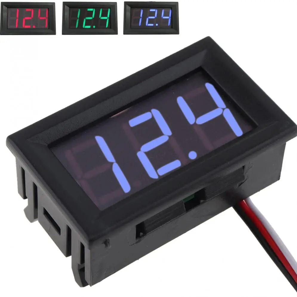 3 wires 0.56 inch Mini Digital Voltmeter DC100V Panel Amp Volt Voltage  Meter Tester LED Display