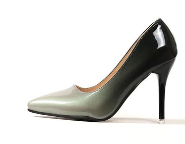 Женская обувь на высоком каблуке; zapatos mujer tacon femeninos; свадебные вечерние туфли-лодочки с острым носком на шпильке; Цвет зеленый, красный, кофейный; размера плюс 45, 44, 3 - Цвет: grey 10cm