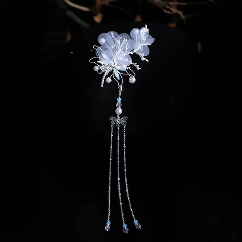 1 Pcs Silver Tassels Цветочные кисточки заколки для волос китайские свадебные заколки для волос аксессуары головные повязки Древний китайский костюм ханфу палочки для волос 904 - Окраска металла: 1 Pcs Silver Tassels