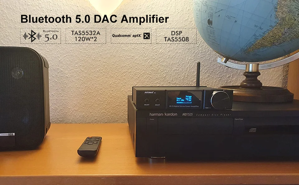 AIYIMA D05 Bluetooth 5.0 Power Amplifier 120Wx2 Sound Amplificador Subwoofer Amplifier USB DAC OLED APTX 2.1 Home Theater tube amp