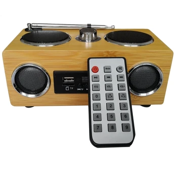 

Upgraded Eco-Friendly Hand-Made Light Weight Mini Portable Bamboo Wood Boombox Card Speaker With Radio Function +Remote Control