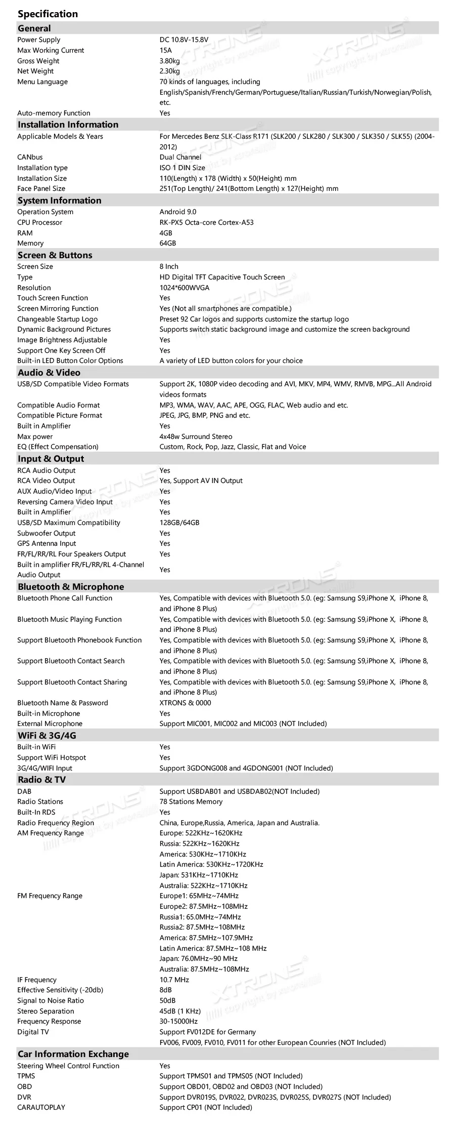 Clearance 8" Android 9.0 OS Car Navigation GPS Radio for Mercedes-Benz SLK-Class R171 2004-2011 (SLK200 SLK280 SLK300 SLK350 SLK55 AMG) 29