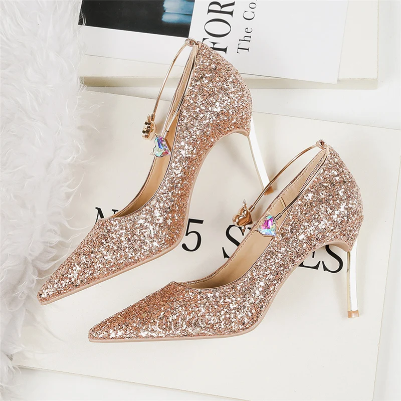 Роскошные женские туфли-лодочки на высоком каблуке Tacones Mujer серебристые и розовые