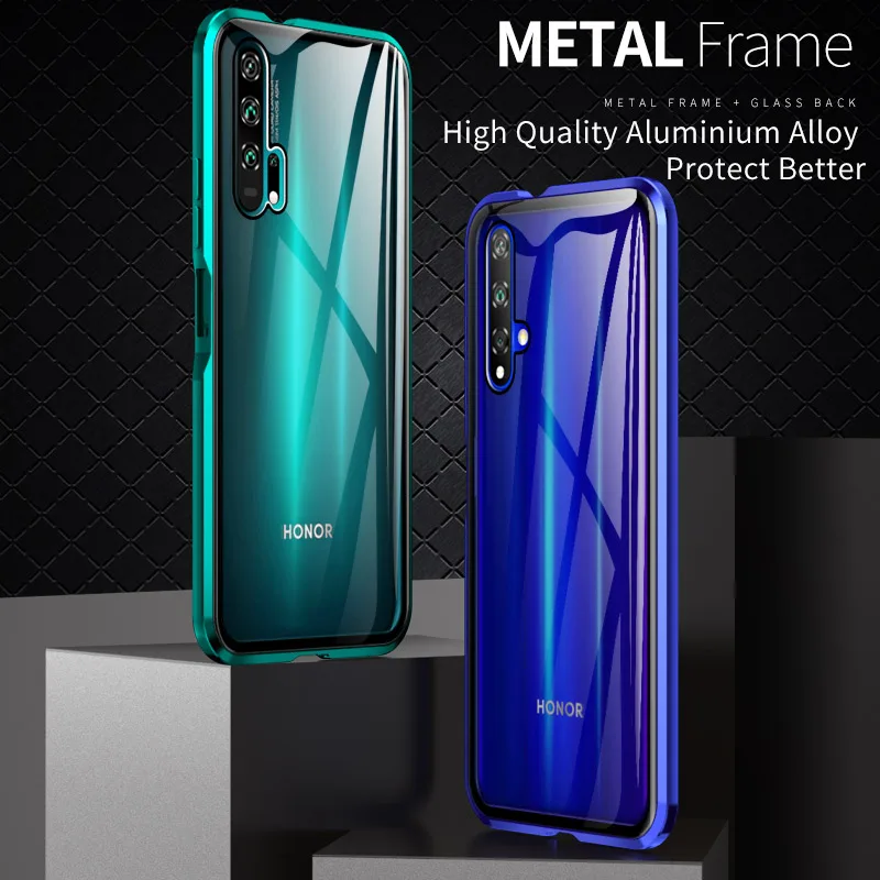 Двусторонний защитный чехол с магнитной металлической рамкой на 360 ° для huawei Honer Honor 20 20Pro Honor20 Pro YAL-L21 YAL-LA10