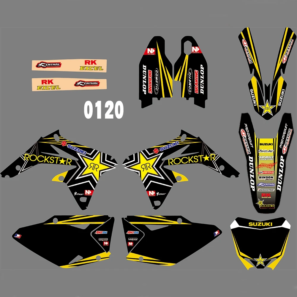 Для SUZUKI RMZ450 2008- Графика наклейки на заказ Номер Наименование лента 3M Полный мотоцикл Фоновые наклейки аксессуары