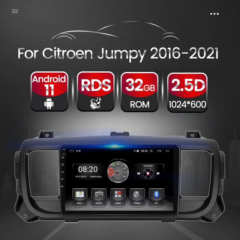 

TomoStrong Android 11 Car Gps Radio Vdieo Audio Multimedia Head Unit Player For Citroen Jumpy 2016-2021 Carplay HD 1024*600 Navi