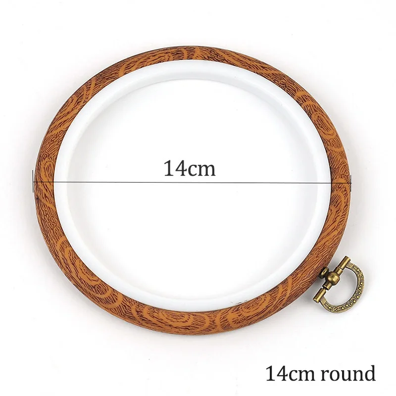 Round Oval Octagon Rectangle 13 Size DIY Needlecraft Plastic Wood Grain Embroidered Stretch Tool Hand Sewing Accessories 1PC - Цвет: 14cm round