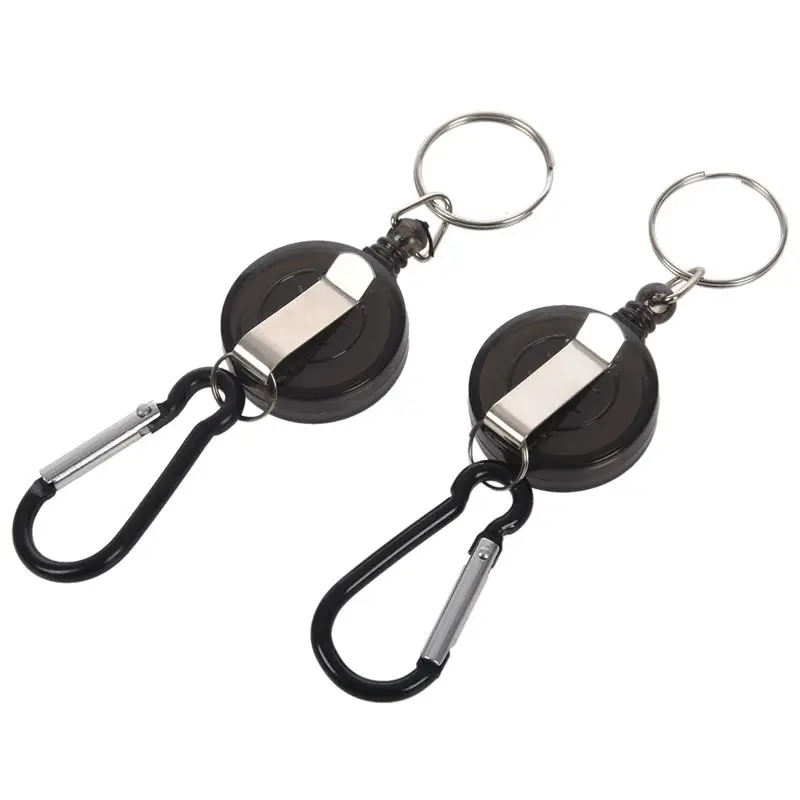 2 PCS BADGE REEL- RETRACTABLE RECOIL YOYO SKI PASS ID CARD HOLDER KEY CHAIN Color:Blue Amount:2Pcs