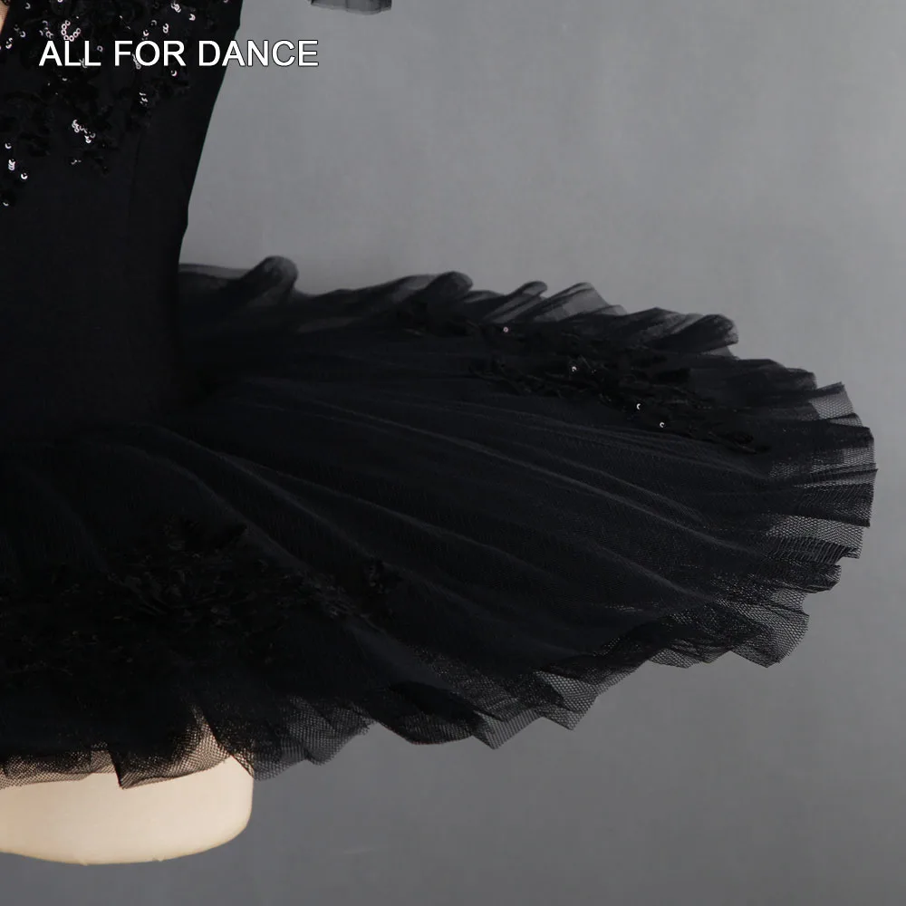 All For Dance Black Spandex Bodice With Black Trim Black SWan Pre-professional Ballet Pancaked Dance Costume Ballerina Dancewear