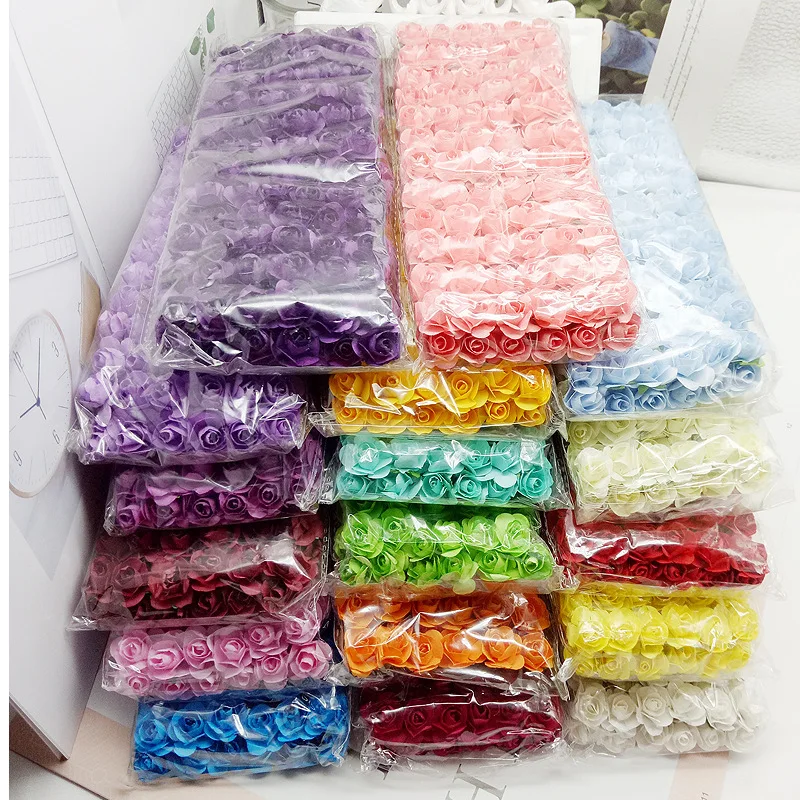 SMARIHAS 144PCS mini paper flower rose peony handmade wall wedding Christmas decoration scrapbooking | Дом и сад