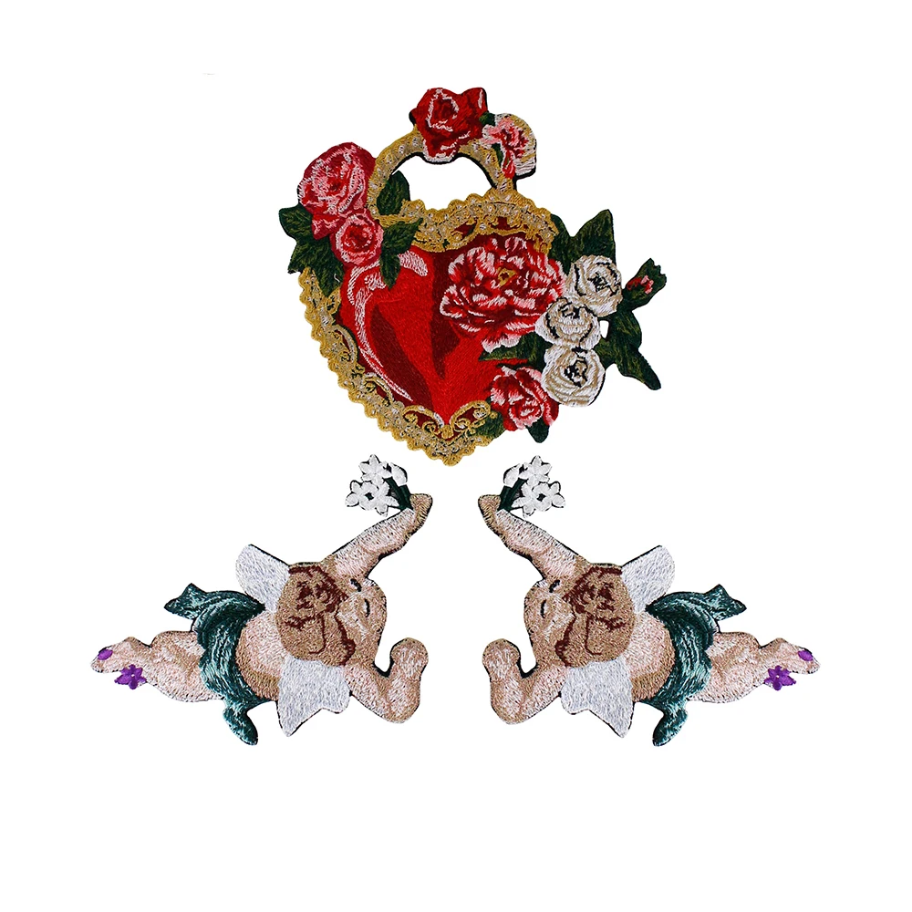 Мода Любовь Сердце вышивка Фея Ангел цветок крыло аппликация из букв патч украшение для одежды Швейные принадлежности TH1297