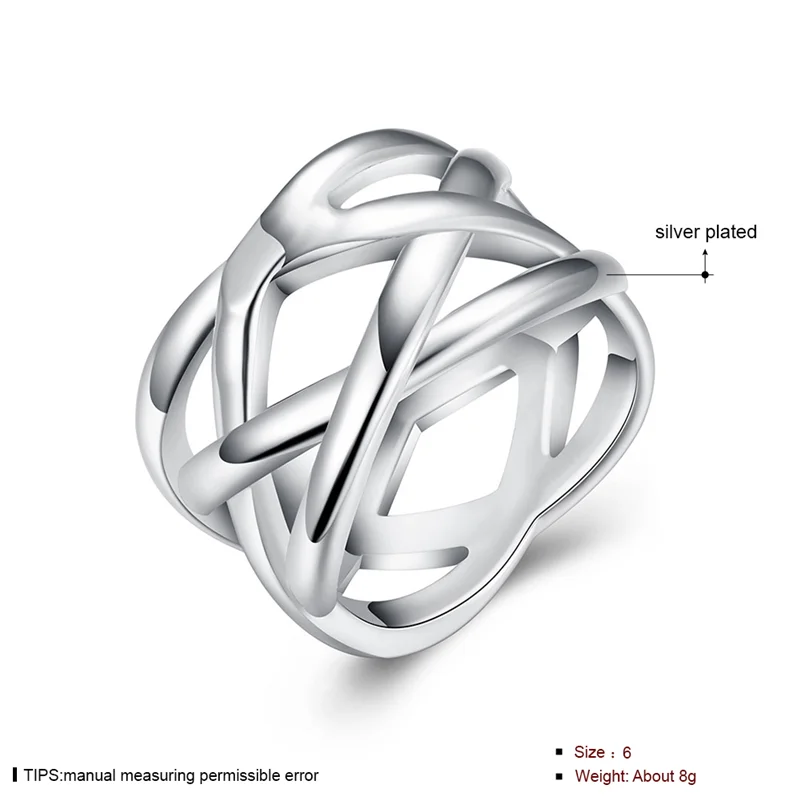 925 Sterling Silver Cross Intertwined Ring For Women Wedding Engagement Party Jewelry