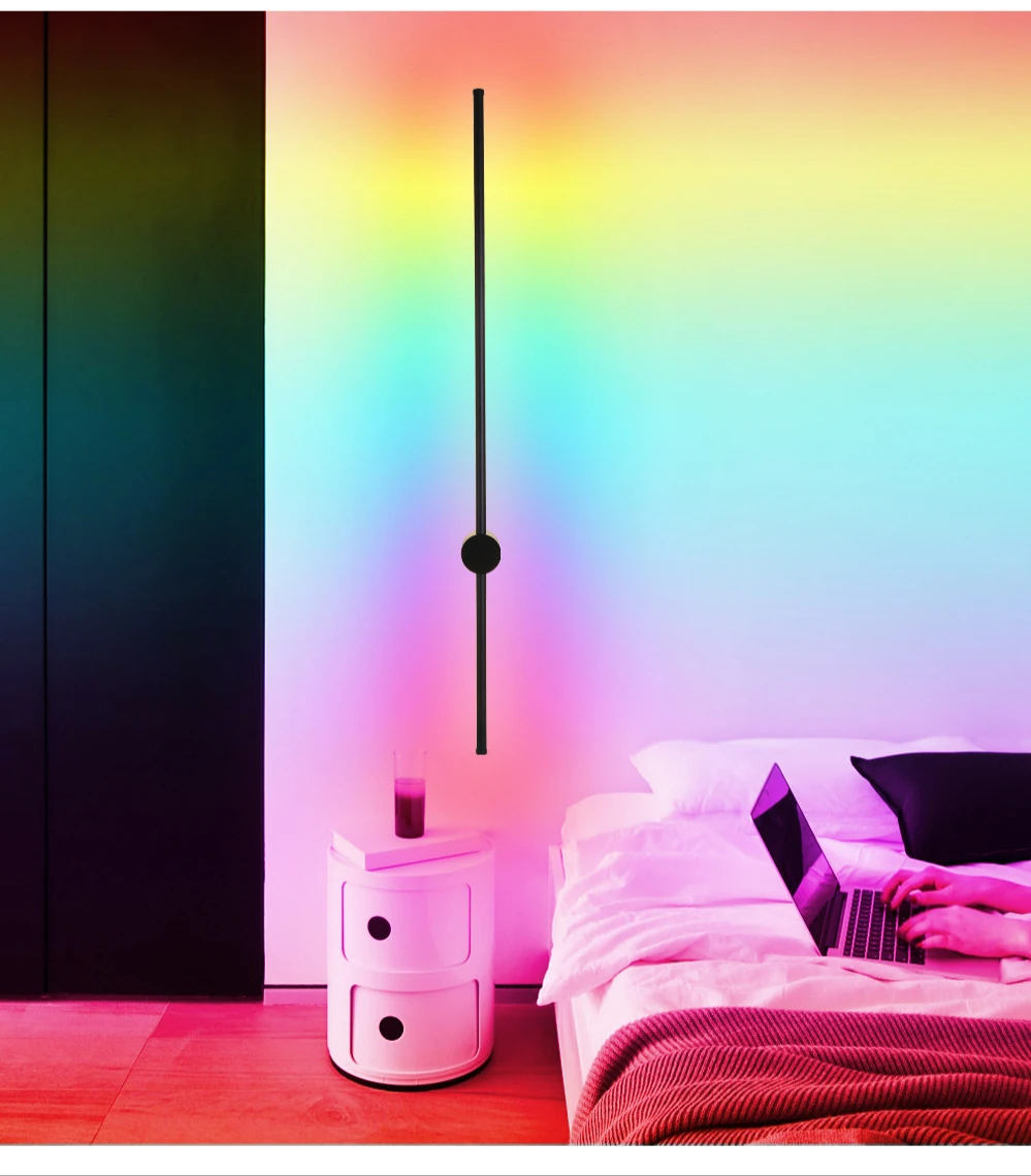 wall sconces for living room Led Wall Lamp Long RGB Wall Light Atmosphere Decor For Home Bedroom Living Room Bar Corridor Sofa Background Wall Linear Fixture led wall lamp